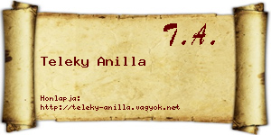 Teleky Anilla névjegykártya